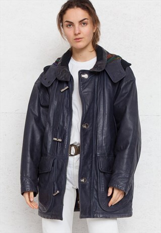 VINTAGE NAVY LEATHER JACKET COAT