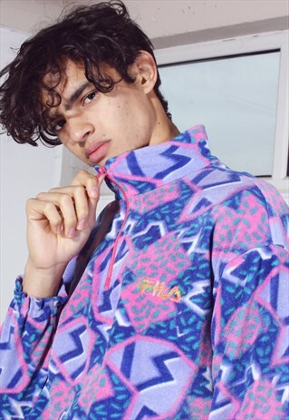 RARE VINTAGE FILA MAGIC LINE MULTI COLOUR FLEECE JUMPER