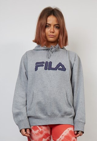 VINTAGE 90'S FILA LOGO GREY HOODIE