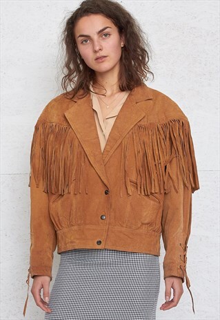 VINTAGE BROWN SUEDE FRINGE JACKET