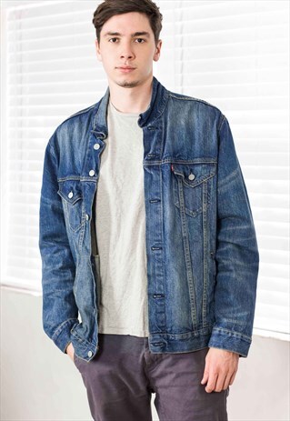 VINTAGE LEVI'S DENIM JACKET LOGO 90S L 34.6