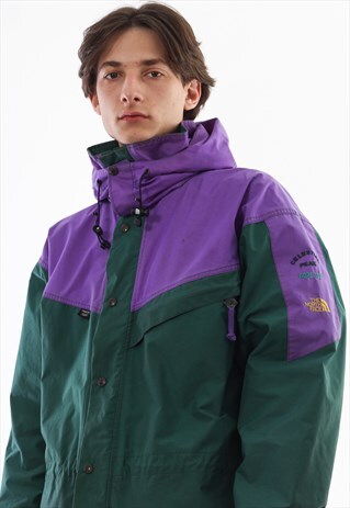 VINTAGE THE NORTH FACE GORE-TEX SHELL COAT 90S GREEN PURPLE