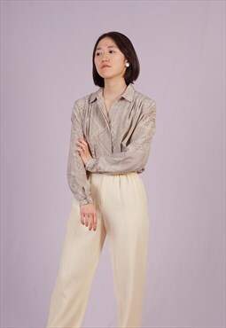 Beige Blouse with Pattern