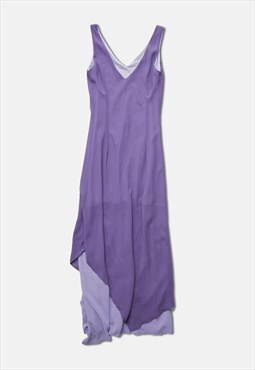 Vintage mesh overlay sheer maxi dress in violet
