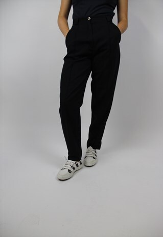 VINTAGE HIGH WAIST BLACK TAILORED PANTS