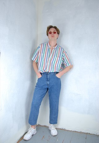 Vintage 90's dad fit light baggy straight denim jeans blue