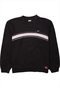 Vintage 90's Nike Sweatshirt Swoosh Crew Neck Black Medium