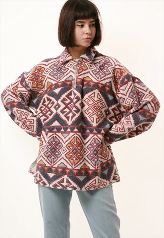 90S VINTAGE FOLLOW ME BY LINCRON 1/4 ZIP COTTON JUMPER 15776