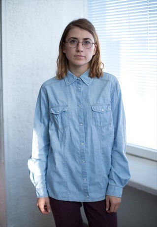 VINTAGE 90'S LIGHT BLUE DENIM SHIRT