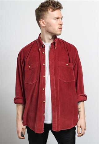 VINTAGE CORDUROY CORD SHIRT RED