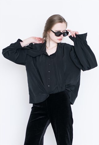 VINTAGE BLACK LONG SLEEVE RETRO SHIRT