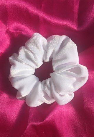 HANDMADE WHITE VELOUR CHARITY SCRUNCHIE - WOMENS AID