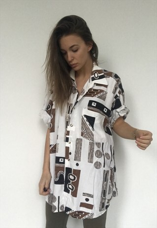 PATTERNED OVERSIZED RETRO VINTAGE UNISEX FESTIVAL SHIRT