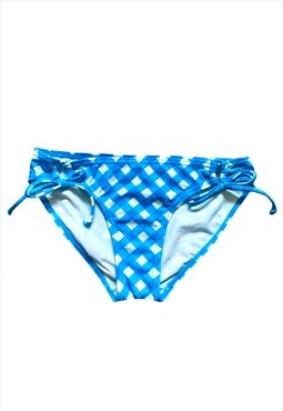 Y2K Bright Blue & White Checkered Bikini Bottoms