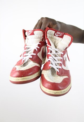 VINTAGE NIKE RED HIGH-TOP 90'S TRAINERS