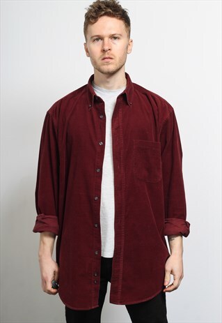 VINTAGE CORDUROY CORD SHIRT RED