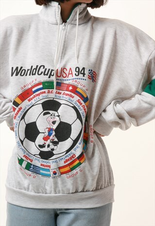 90S VINTAGE OLDSCHOOL WORLDCUP USA 94 1/4 ZIP JUMPER 14805