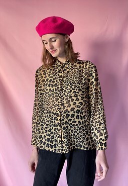 Vintage 90s leopard print blouse 