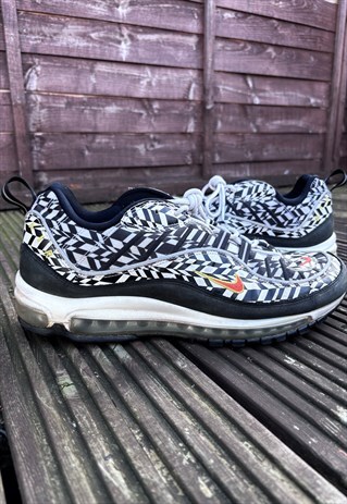Nike air max 98 AOP black & white trainers UK 12