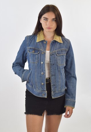 VINTAGE 90S BLUE TOMMY HILFIGER FLEECE LINED DENIM JACKET