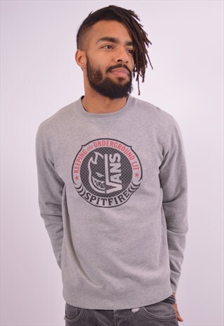 VINTAGE VANS SPITFIRE SKATING SWEATSHIRT JUMPER GREY