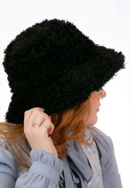 Vintage Black Bouche Wool Bucket Hat Summer
