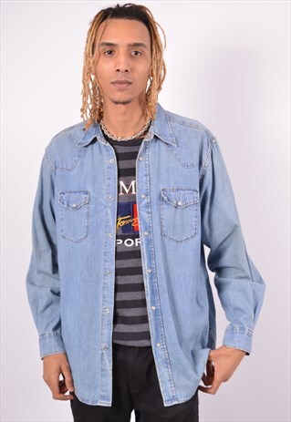 VINTAGE BENETTON DENIM SHIRT BLUE