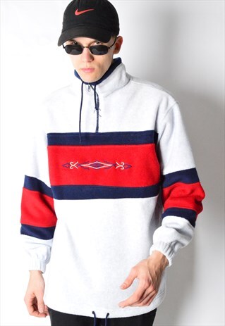 VINTAGE 90S COLOUR BLOCK FLEECE JUMPER