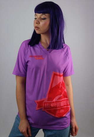 VINTAGE 90'S PINK PURPLE UNISEX POLYESTER SPORTS T-SHIRT