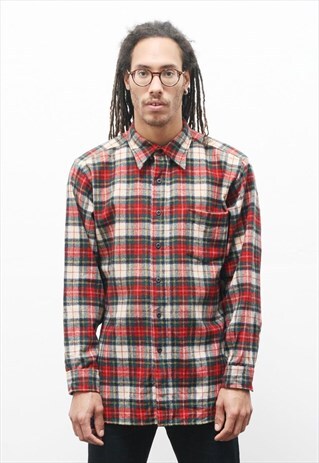 VINTAGE 90'S PENDLETON CHECK LUMBERJACK VIRGIN WOOL SHIRT