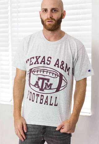 VINTAGE CHAMPION TEXAS A&M FOOTBALL T-SHIRT LOGO 90S M 7.1