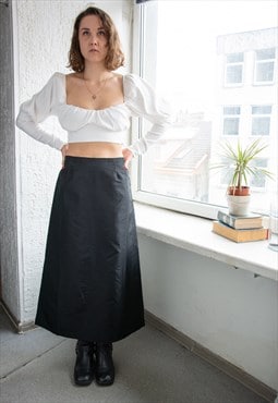 Vintage Y2K Black Shimmering A Line Maxi Skirt