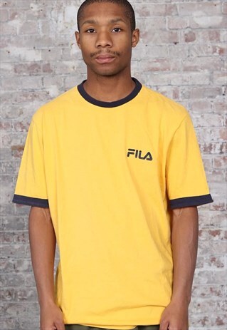 VINTAGE FILA CHEST LOGO T-SHIRT YELLOW