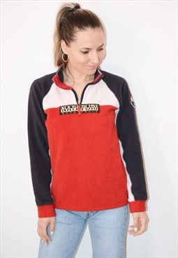 Vintage 90s NAPAPIJRI Spell Out 1/4 Zip Fleece Sweatshirt