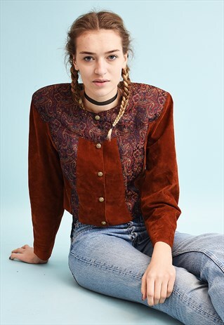 80'S RETRO PAISLEY PRINT CROP JACKET