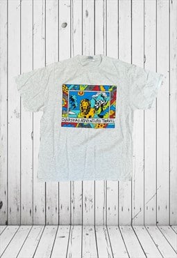 Vintage grey overseas adventure travel tshirt 