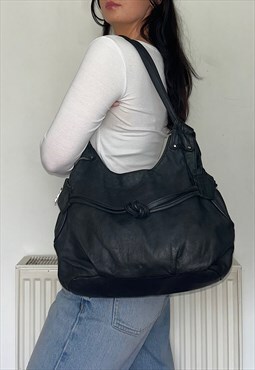 Black Leather Y2K Vintage Shoulder Bag
