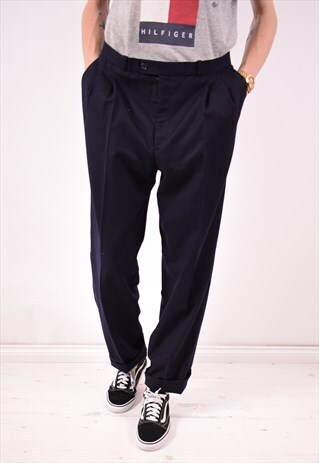 BURBERRY MENS VINTAGE TROUSERS W32 L31 BLUE 90S