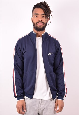 NIKE MENS VINTAGE TRACKSUIT TOP JACKET LARGE BLUE 90S