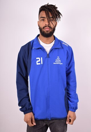 ADIDAS MENS VINTAGE TRACKSUIT TOP JACKET LARGE BLUE 90S