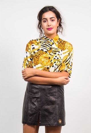 VINTAGE 90'S ANIMAL BAROQUE PATTERN SHIRT