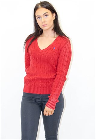 VINTAGE RALPH LAUREN JUMPER IN RED MEDIUM