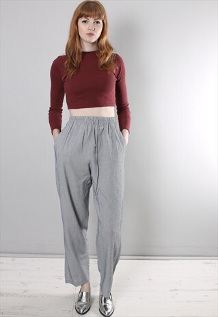 VINTAGE 80S HOUNDSTOOTH PATTERNED PYJAMA PANTS TROUSERS