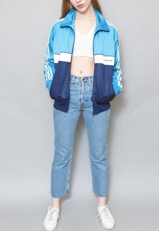 VINTAGE 1990'S ADIDAS BLUE STRIPE SPORTSWEAR JACKET