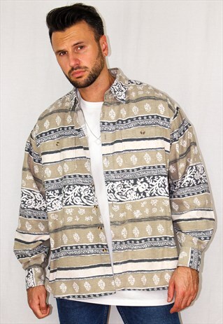 VINTAGE NAVAJO PATTERN FLANNEL SHIRT