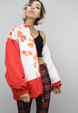 VINTAGE 80S/90S OVERSIZED PATTERNED SHELL SUIT JACKET