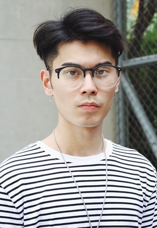 BLACK HALF FRAME ROUND GLASSES