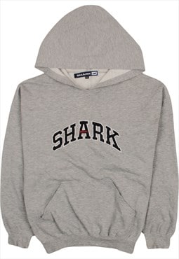 Vintage 90's Shark Hoodie Pullover Spellout Grey XLarge