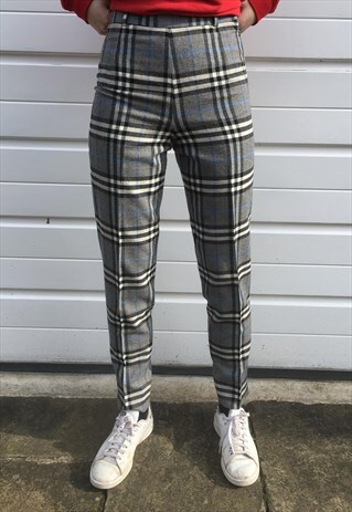 WOMENS BURBERRY TROUSERS HIGH WAISTED CHECKED PANTS JEANS