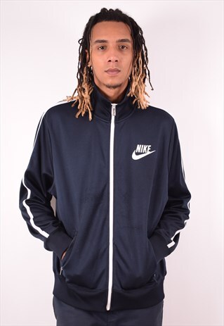 NIKE MENS VINTAGE TRACKSUIT TOP JACKET XXL NAVY BLUE 90S